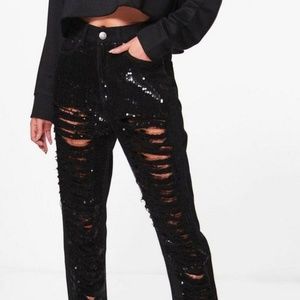 Black Sequins Jeans